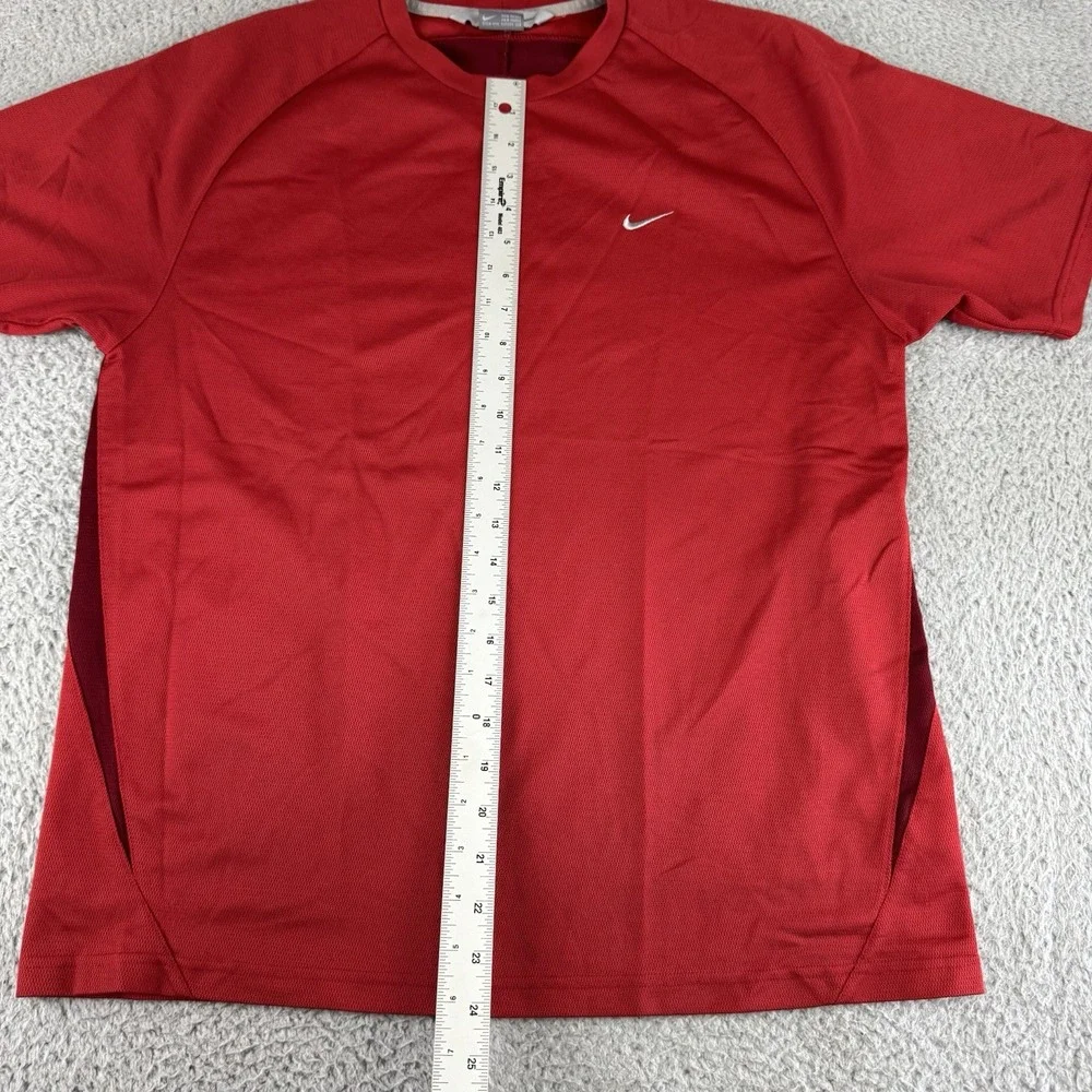 Vintage Nike Men's T Shirt Medium Waffle Embroidery‎ Red Tag Y2K